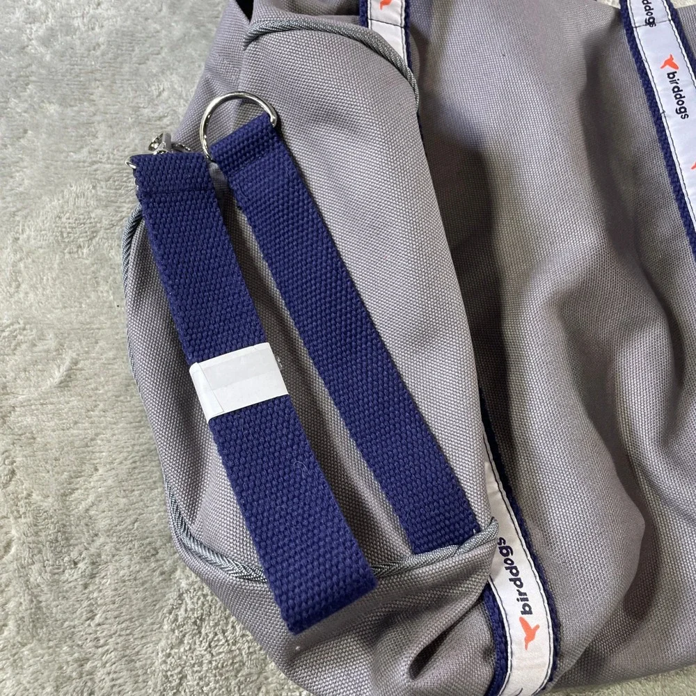 Birddogs Duffle Bag Navy Blue Logo Tape Gray Canvas Gym Travel‎ Golf Weekender